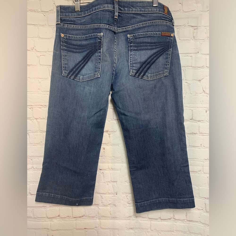 7 For All Mankind Women's Cropped Jeans - Faded Indigo Blue